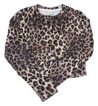 Béžovo-černé leopardí crop triko shein