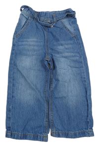 Modré culottes kalhoty s páskem 