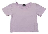 Světlefialové žebrované funkční sportovní crop tričko ERGEENOMIXX