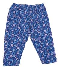 Tmavomodré capri tepláky s kytičkami Uniqlo