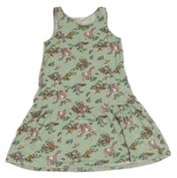 Světlezelené květované šaty s jednorožci H&M