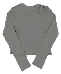 Šedé žebrované crop triko H&M