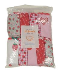 Nové - 10x růžovo/bílo/šedé kalhotky s jahodami Primark