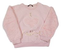 Světlerůžová mikina s Pudseym a chlupatými rukávy George