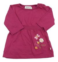 Fuchsiová šatová tunika s kytičkami 