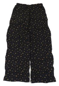 Černo-okrové květované volné kalhoty H&M