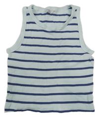 Bílo-modrý pruhovaný žebrovaný crop top Primark 
