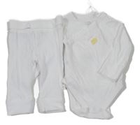 2set - Bílé žebrované zavinovací body s kuřátkem + tepláky M&S