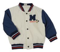 Modro-béžová šusťáková jarní bunda s Mickeym Baby