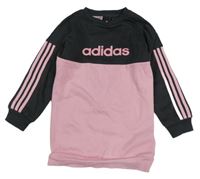 Tmavošedo-růžová dlouhá mikina s logem Adidas 
