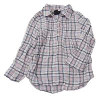 Světlerůžovo-bílo-modrá kostkovaná třpytivá halenka H&M