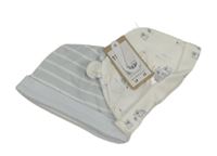 Nové - 2x - čepice modro-bílá pruhovaná + smetanová s obrázky Mothercare