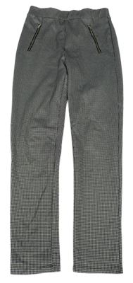 Černo-šedé kostkované tregíny se zipy Primark