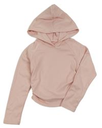Světlerůžová lehká crop mikina s kapucí shein