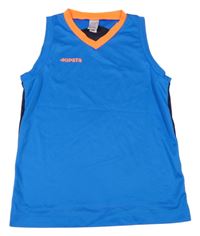 Modro-tmavomodro-neonově oranžové sportovní tílko Kipsta 