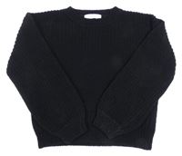Černý vzorovaný žinylkový crop svetr H&M