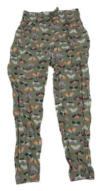 Khaki cuff lehké kalhoty s můrami H&M