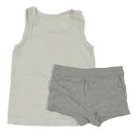 2set - Šedé boxerky + bílý nátělník 92/104
