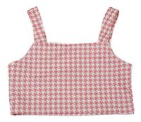 Červeno-bílý vzorovaný crop top