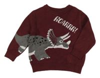 Vínový svetr s dinosaurem 