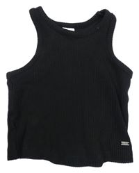 Černý žebrovaný crop top Zara 