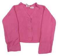 Růžový žebrovaný propínací crop svetr Zara