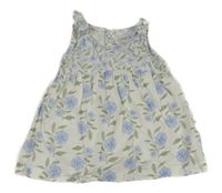 Bílo-khaki-modré květované plátěné šaty Carter's