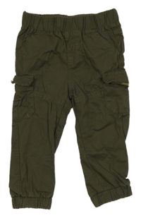 Khaki plátěné cuff cargo kalhoty ZEEMAN 