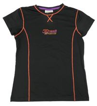 Černo-neonově oranžové sportovní tričko s nápisem C&A