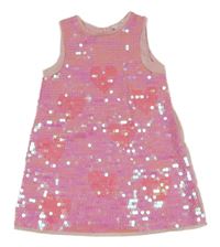 Růžové flitrovo/tylové šaty se srdíčky  H&M