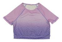 Růžovo-lila ombré sportovní crop tričko s leopardím vzorem Shein