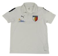 Bílé sportovní polo funkční tričko s výšivkami Puma