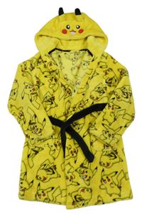 Žluto-černý vzorovaný plyšový župan s Pikachu a kapucí Matalan