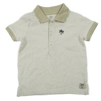 Bílo-šedobéžové vzorované polo tričko s palmou F&F