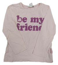 Světlerůžové triko s nápisem H&M