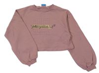 Růžová crop mikina s nápisem a cvočky Mayoral