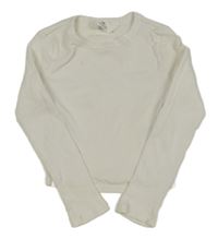 Bílé žebrované crop triko H&M