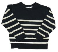 Tmavomodro-bílý pruhovaný svetr H&M