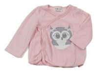 Světlerůžová sametová zavinovací mikina se sovou So Cute