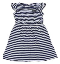 Tmavomodro-bílé pruhované bavlněné šaty se srdcem H&M