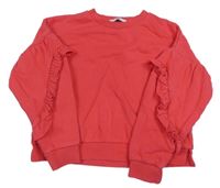 Červená oversize crop mikina s volánky M&S