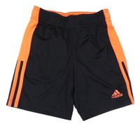 Černo-neonově oranžové sportovní funkční kraťasy s logem Adidas