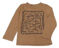 Hnědé triko s diny s nápisy H&M