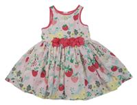 Lila-růžovo-žluté šaty s jahodami M&S