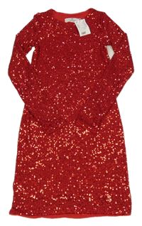 Nové - Červené flitrové šaty H&M