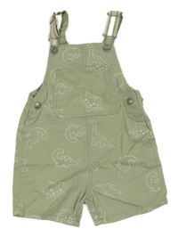 Olivové riflové laclové kraťasy s dinosaury a kapsou PRIMARK