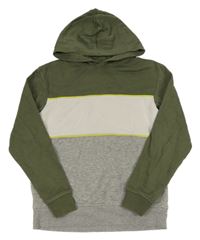 Zeleno-bílo-šedá mikina s kapucí H&M