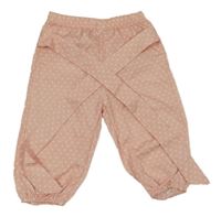 Světlerůžové puntíkaté cuff kalhoty se zavazováním 