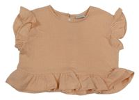 Meruňkové žebrované crop tričko Matalan