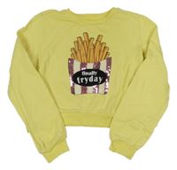 Žlutá crop mikina s obrázkem a flitry H&M